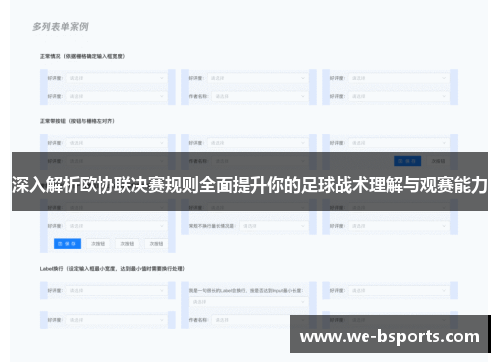 深入解析欧协联决赛规则全面提升你的足球战术理解与观赛能力