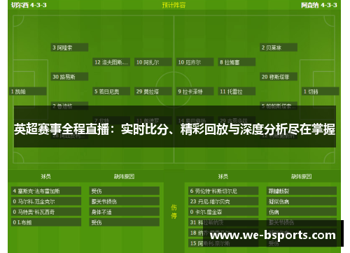 英超赛事全程直播：实时比分、精彩回放与深度分析尽在掌握